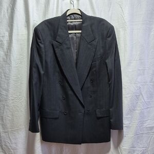 YSL Yves Saint Laurent YSL Men Double Breasted Blazer Pure Wool Made In France